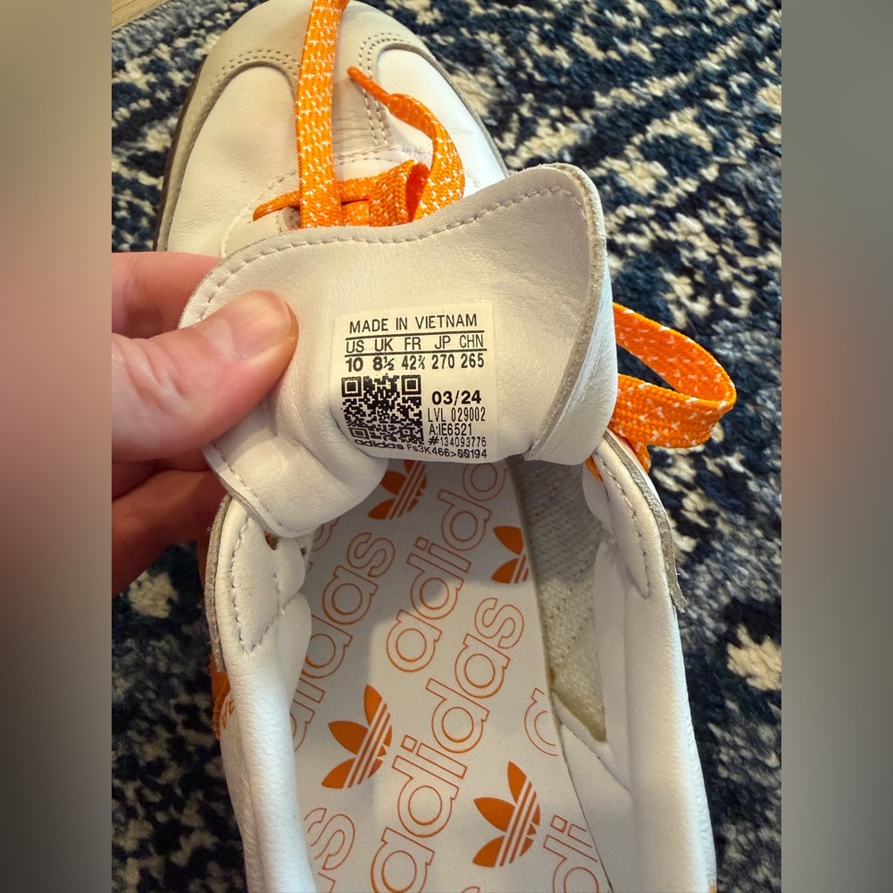 Adidas White Sneakers with Orange Accents - Picture 2 of 6